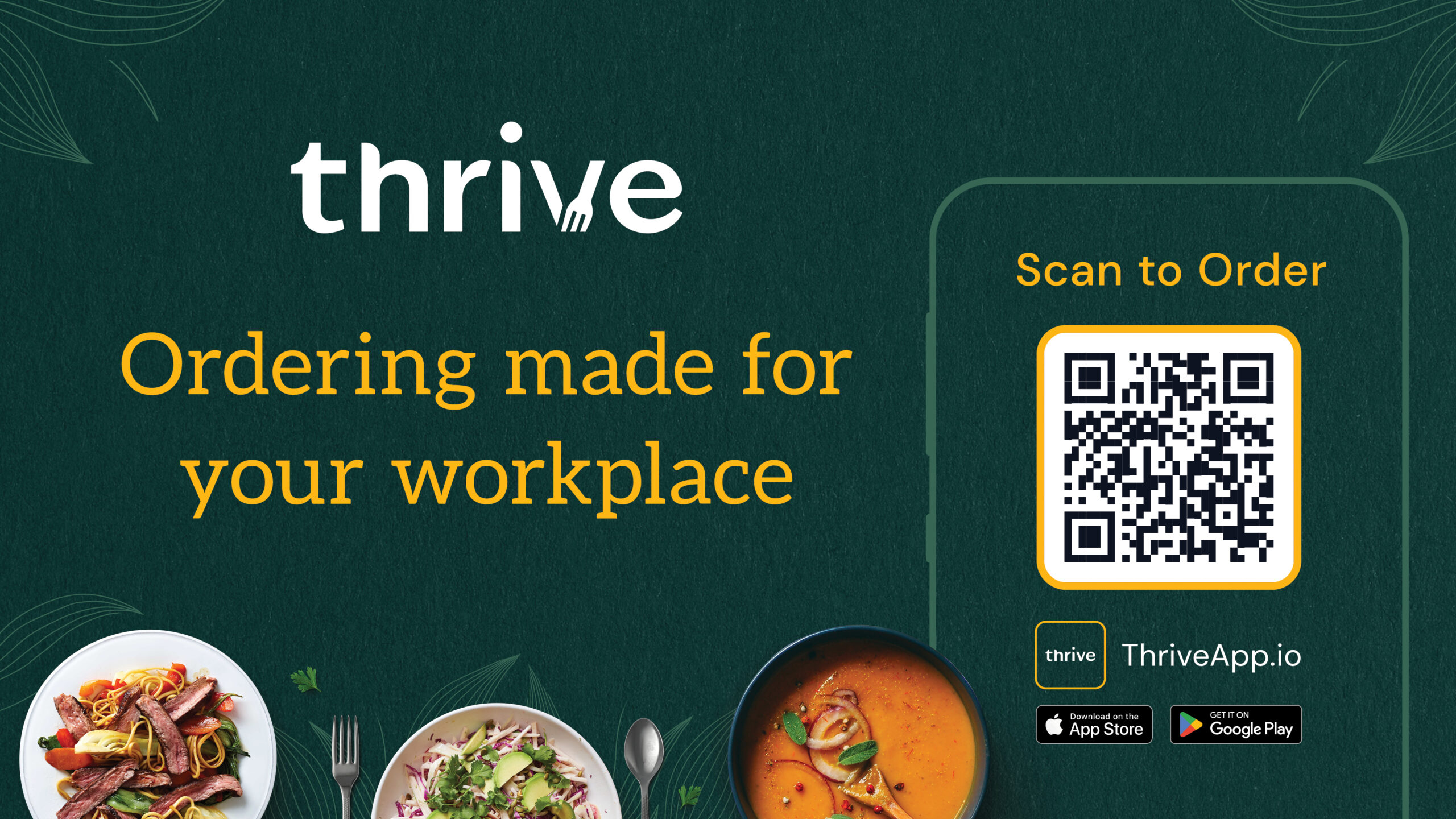 Thrive Ordering made for your workplace. Scan code to order
